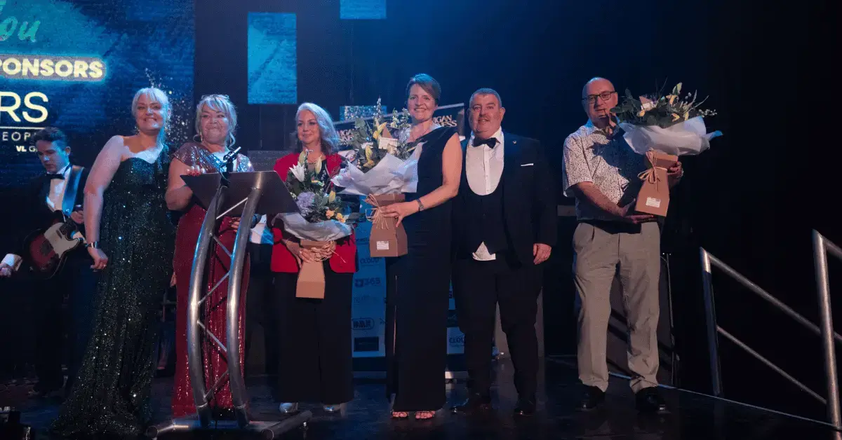 Wigan Business Awards Headline Sponsors Vanliners on Stage with the Organisers