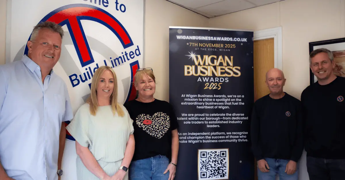 Image shows L-R Managing Director Lee Mckenzie, Jodie Woodacre Business Development, Nichola Howard Launch NW, Lee Rowson Senior Manager and Contract Manager Gavin Radcliffe.