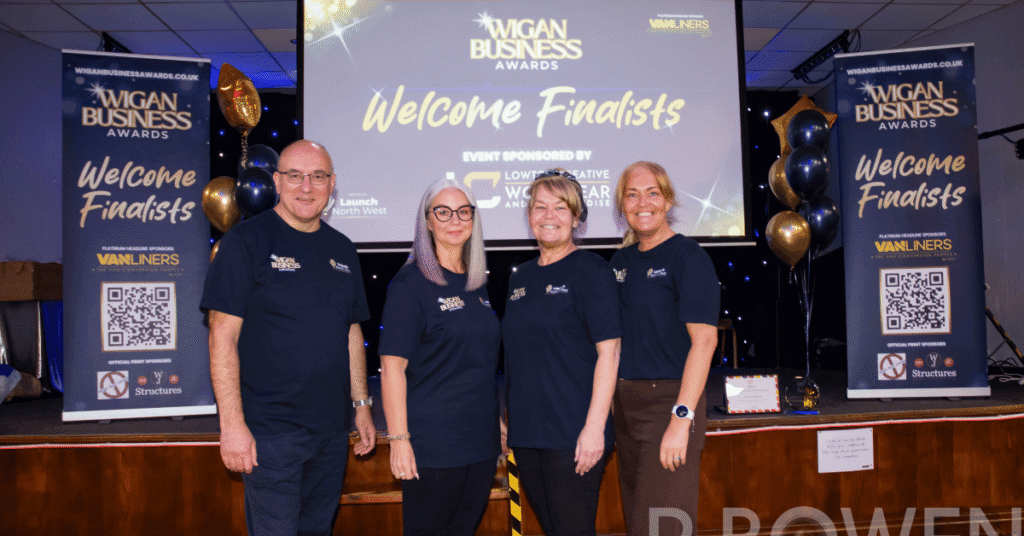 R-L Phil Paramore, Jayne Shufflebotham, Nichola Howard and Jo Leigh, Wigan Business Awards Organisers