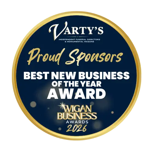Wigan Business Awards 2026 Best New Business of the Year Award Sponsors, Varty's Independent Funeral Directors and Monumental Masons Ltd