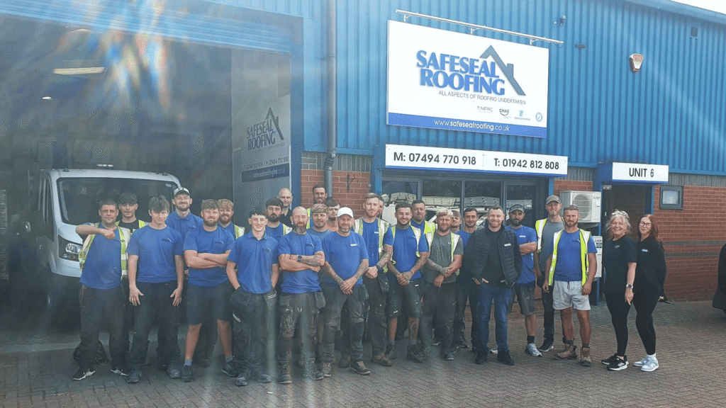 Image of the staff from Safeseal Roofing stood outside their premisis