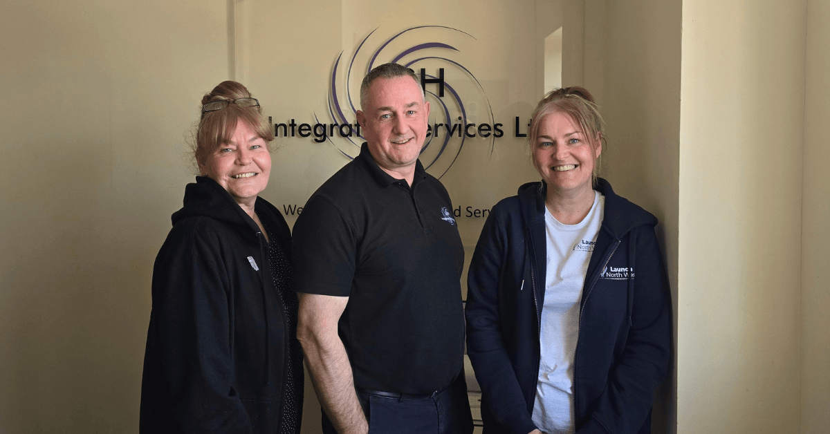 Anthony Grace from ASH Integrated Services pictured with Nichola Howard and Jo Leigh from Launch North West.